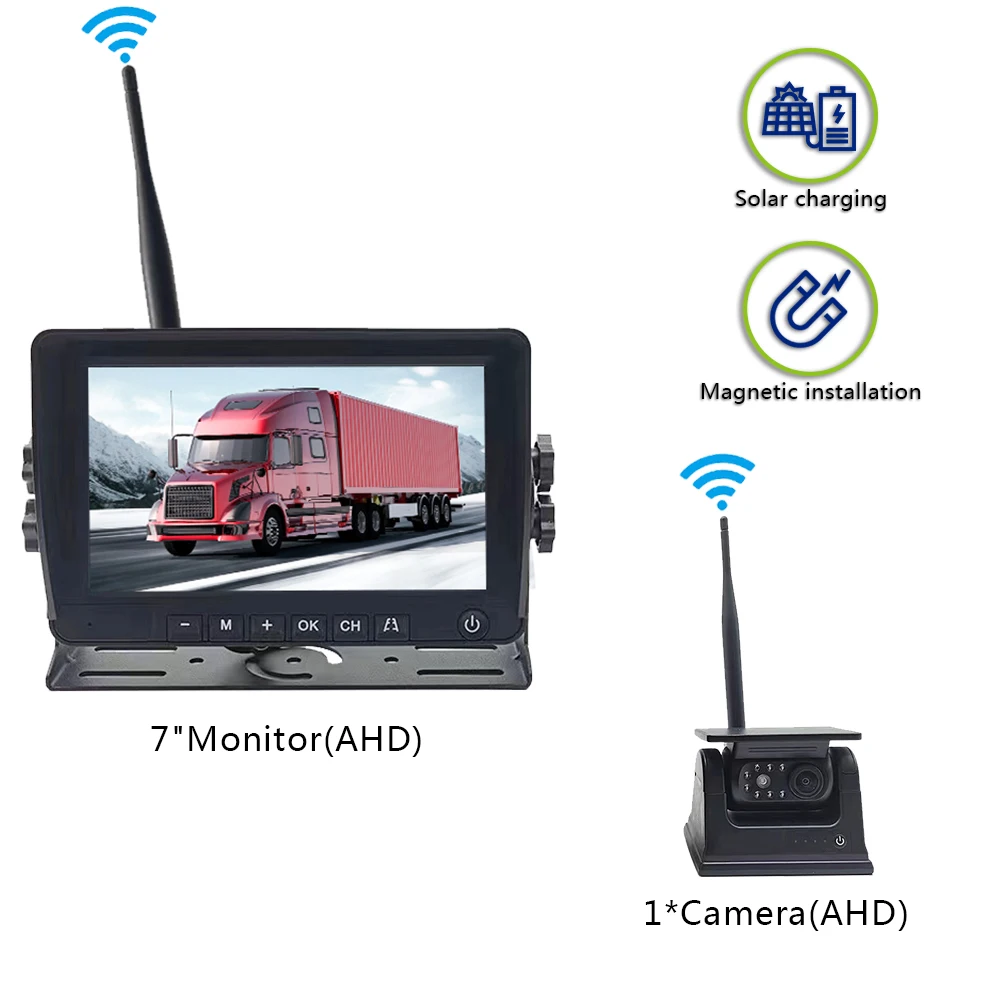 Security Wireless Wifi Solar Camera Backup Battery Digital 360 Degree Heavy Duty Camera System 7inch Ips Ahd Quad Monitor Kit