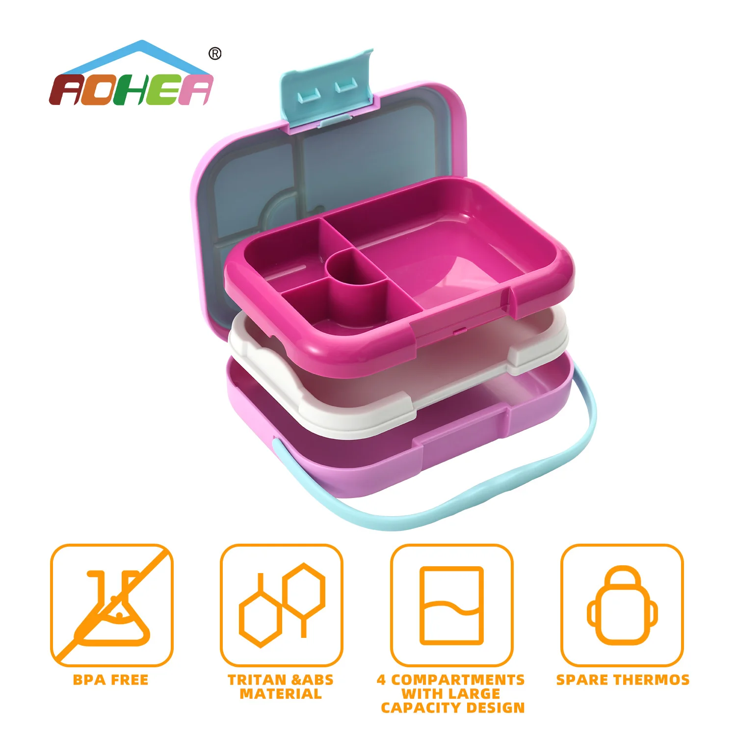 Hot Supplier Eco Friendly 4 Compartment Kid Pp Plastic Food Storage Container Child Lunch Bento Box