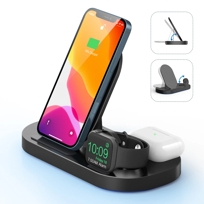 2021 3in1 Foldable three in one 1 Fast charging Station QI 15W 3 in 1 Wireless Charger for iPhone 13