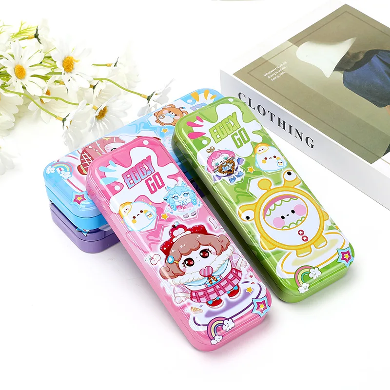 2024 Custom Large Capacity Tin Multi-Function Floral Hard Cover Case Personalized School Pencil Case for Boys Teen Girls
