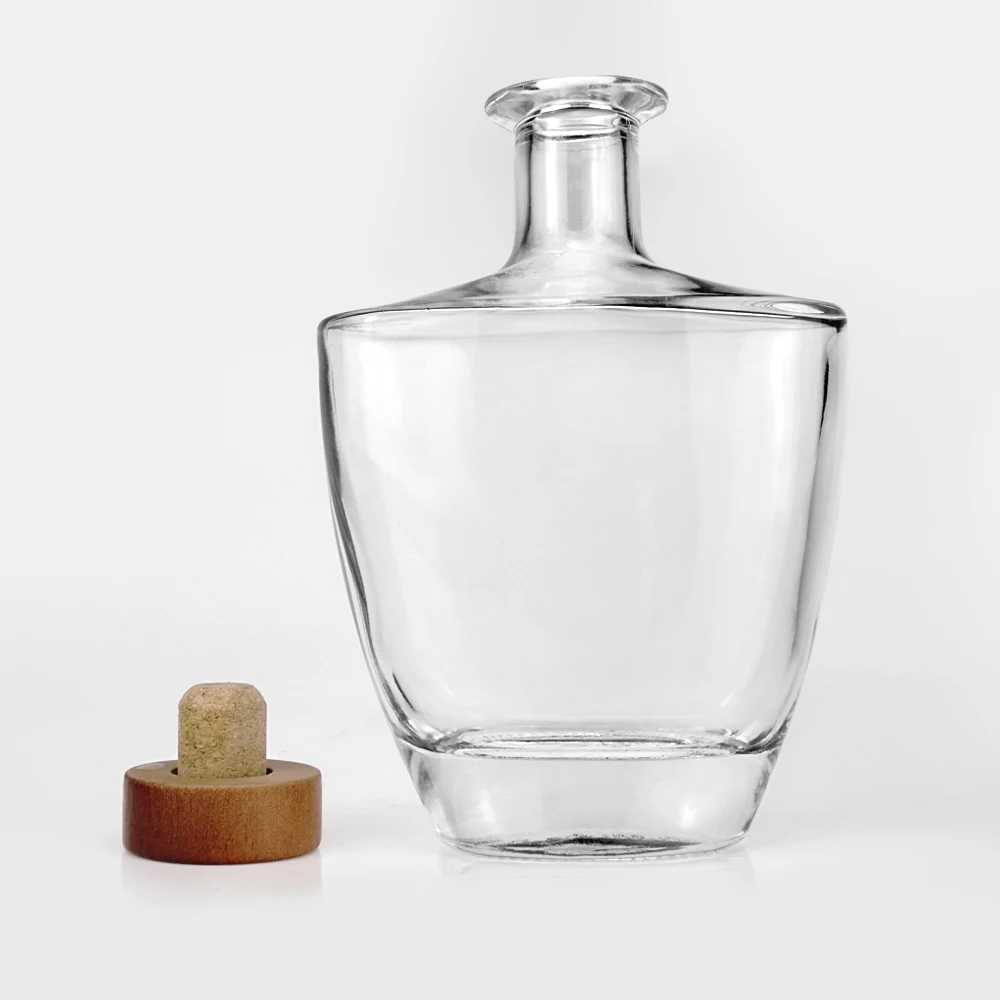 700ml thick bottom flat wide shoulder XO brandy wine glass bottle high clear spirits liquor alcohol bottle for vodka whisky rum