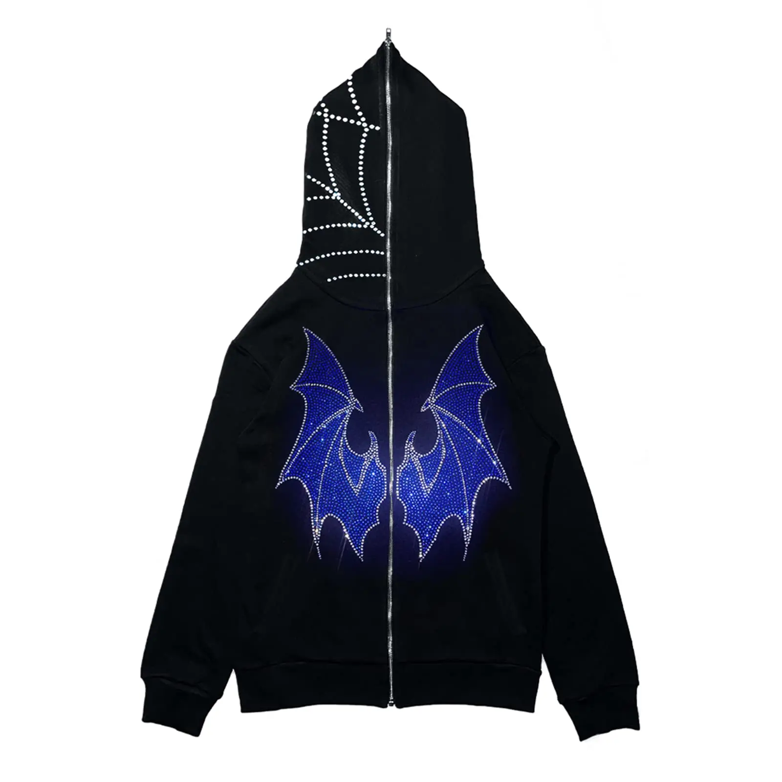 Dcy 2024 New Products Blank Black Full Zip Up Hoodies Unisex Full Zip Up Hoodie Custom Rhinestone Mens Zip Up Hoodie