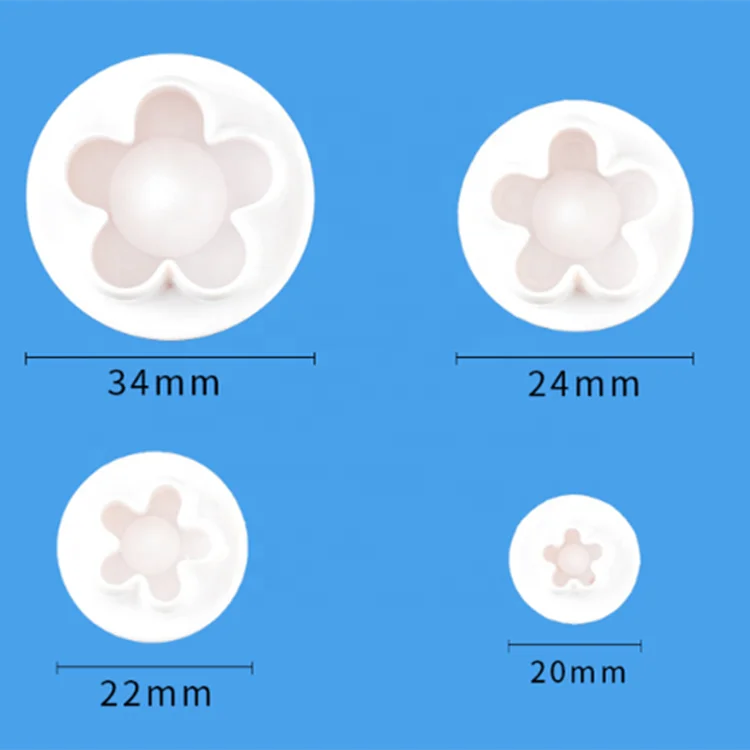 4Pcs Plastic Five-petaled Plum Blossom Shaped Cookie Cutter Mold Custom Available