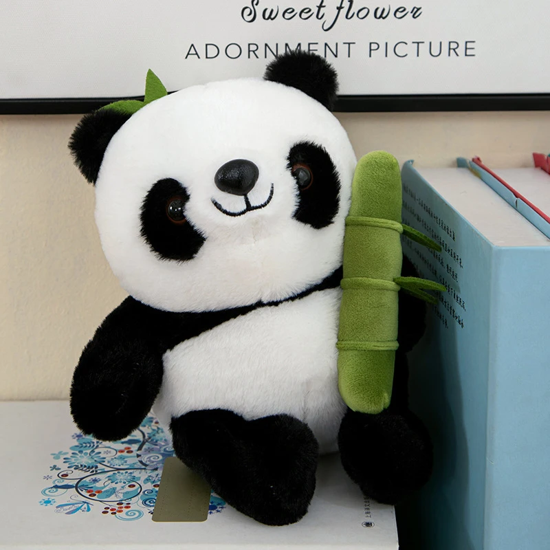38cm panda stuffed animal toy baby doll toy with bamboo panda plush toy for children