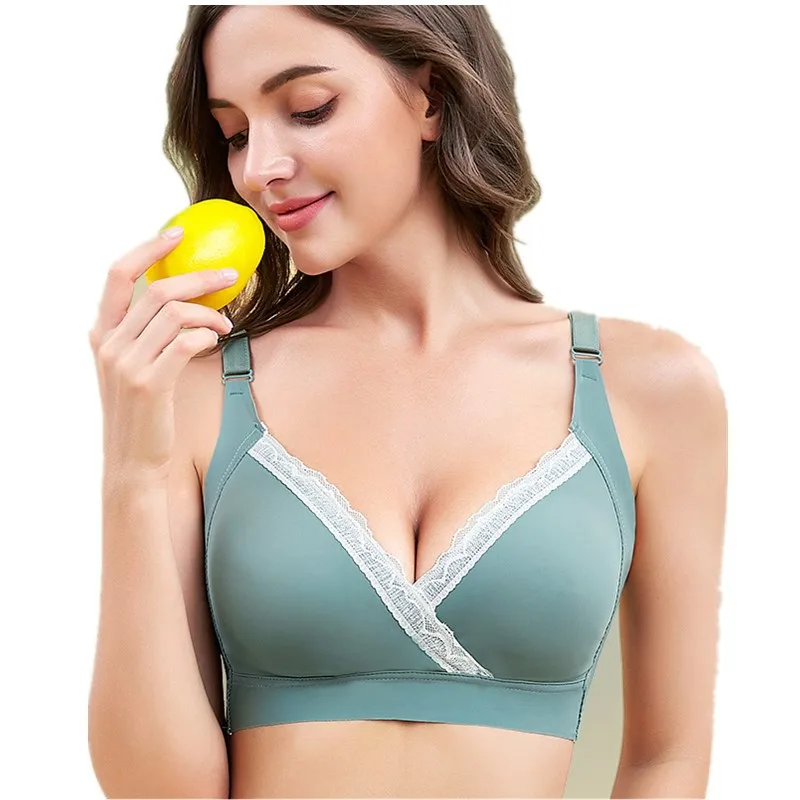 Sexy Women Tops Without Wire Ring Plus Size Padded Nursing Maternity Bra Breastfeeding Cotton