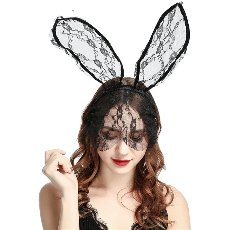 Sexy Girls Cosplay Rabbit Playboy Bunny Ears Headband With Net