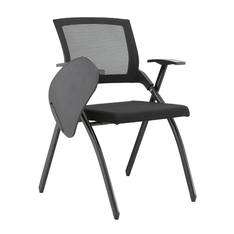 Factory price wholesale modern office room learning folding chair with plastic tablet Black luxury ergonomic training chair