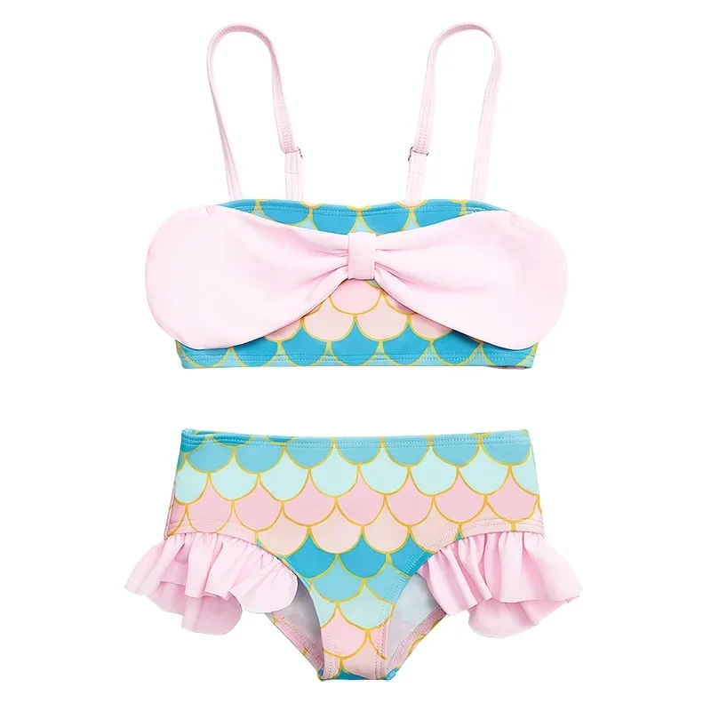 New Hot Sale Custom Mutli-Color Front Bow Children Bikinis Swimwear Swimming Suit Kids Girl Swimsuit Toddler Bathing Suit