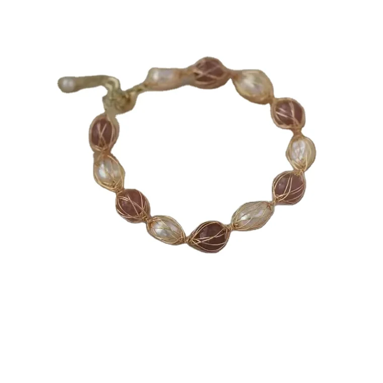 14K GOLD FRESHWATER PEARL CRYSTAL BRACELET