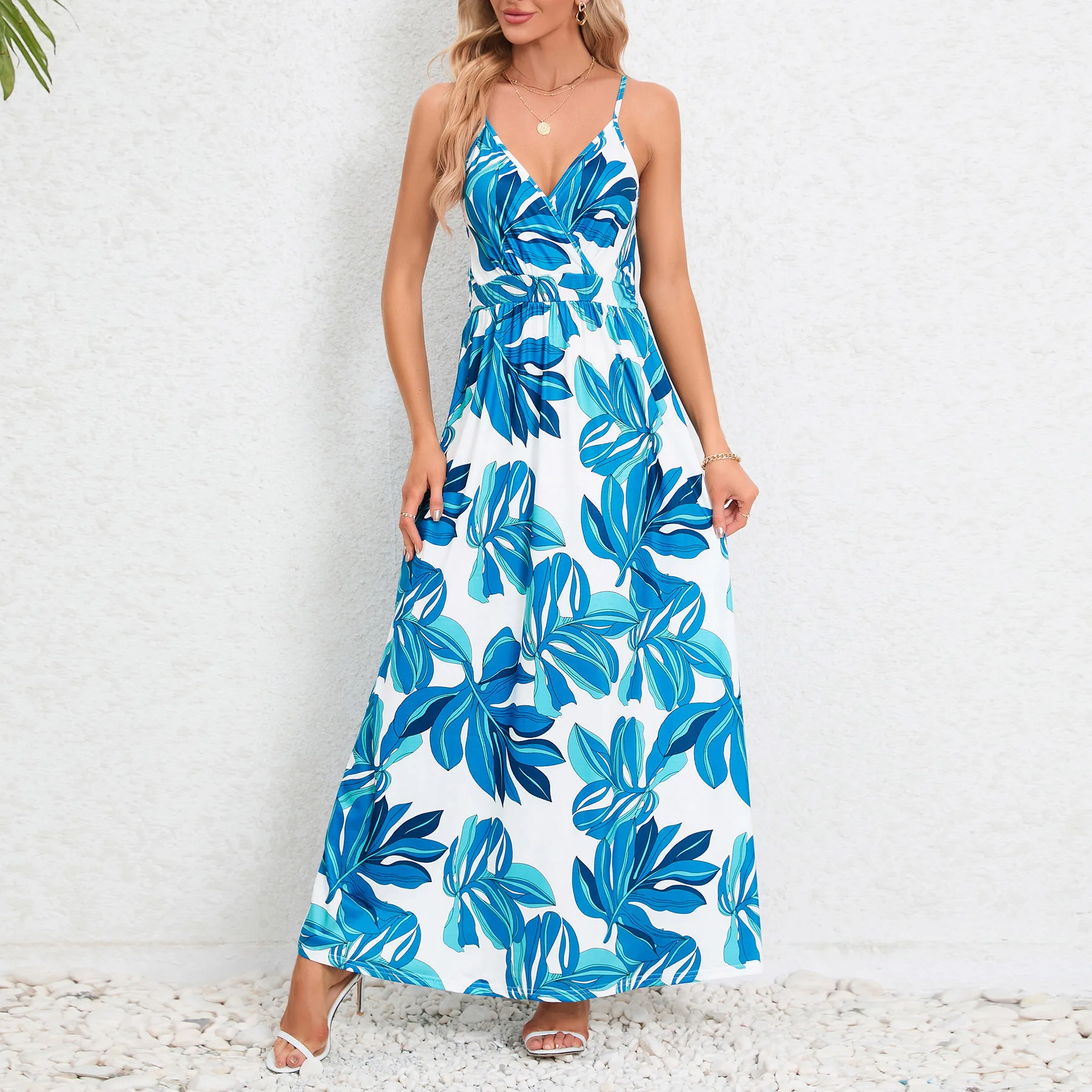 2024 hot sales strapless backless beach dress flower floral print summer womens long dress