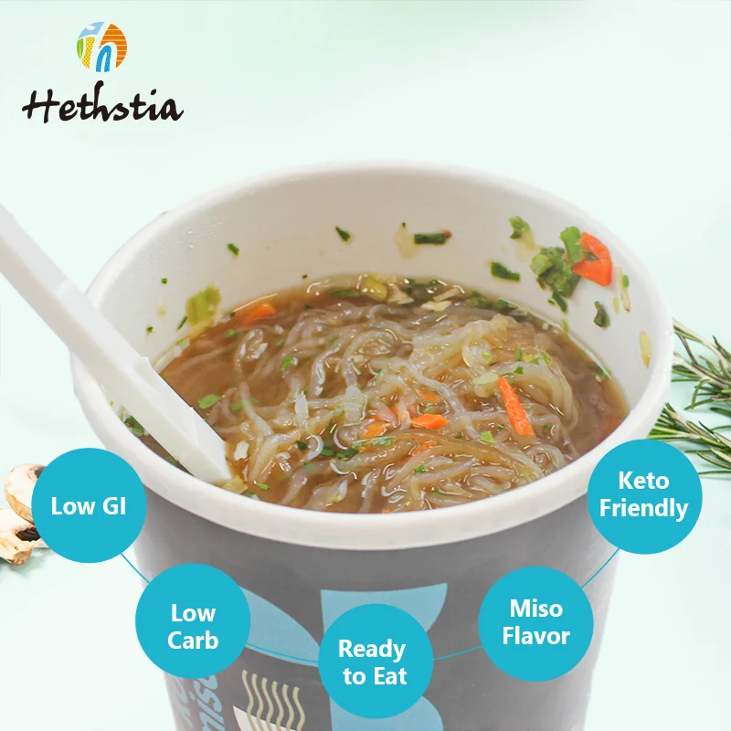 Miso Flavor Noodle Japanese Cuisine Savory Umami Shirataki Noodle Ready To Eat Instant Konjac Cup Noodles