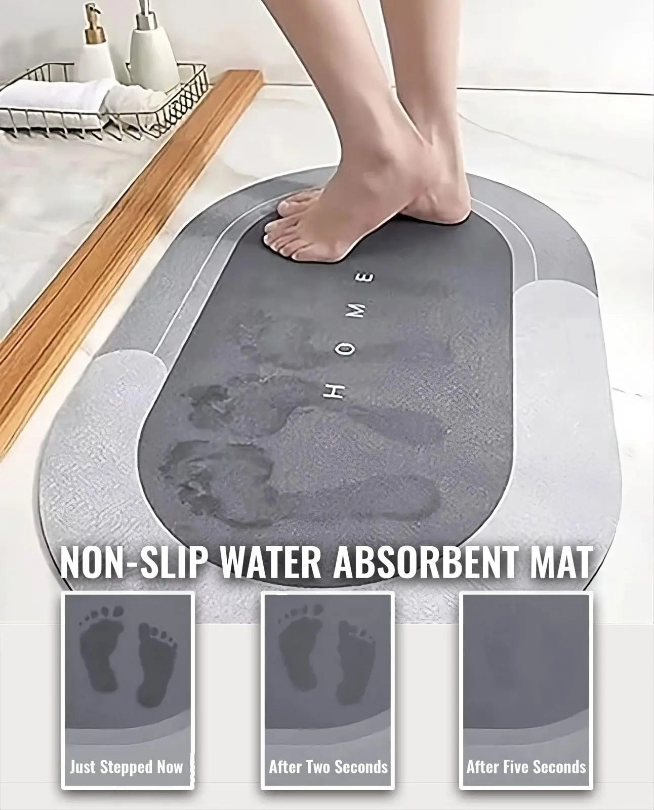 Diatom Mud Bath Mat Pattern Super Absorbent Non slip  Easy to clean Simple kitchen door mat oval Diatom Mud Floor Mat