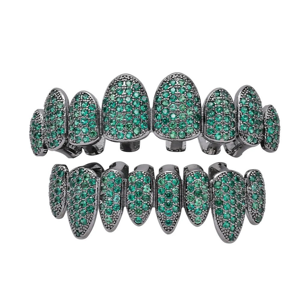 Набор для верхних и нижних зубов в стиле хип-хоп, силиконовые блестящие грили, Наборы украшений с блестящими фианитами для мужчин