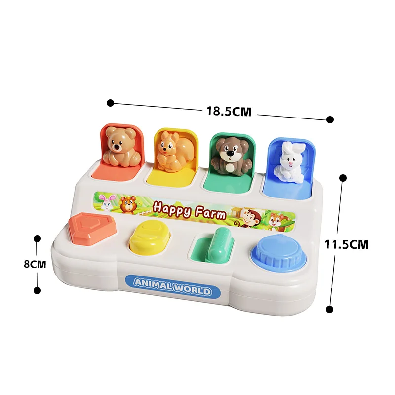 new design Pop Up Animals button game Toy for kids Children Animal Peek-a-boo Machine Game Montessori baby Toys