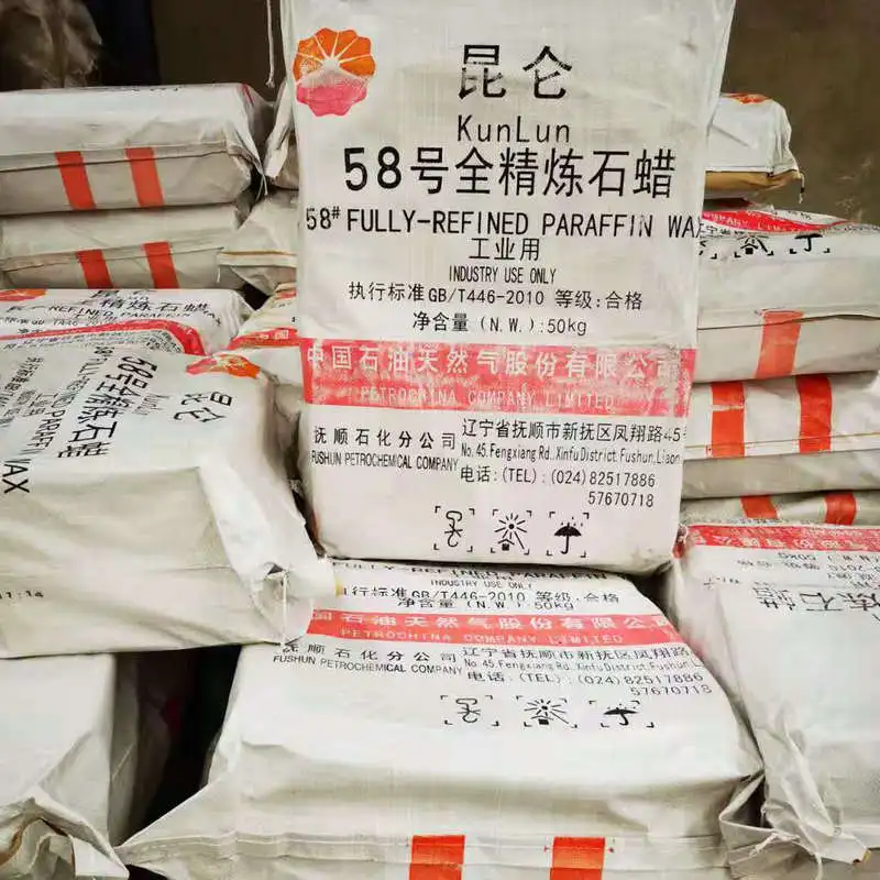 Kunlun Fushun 56-58 Melting Point fully refined paraffin wax 0.5%Oil Content solid Kunlun paraffin wax
