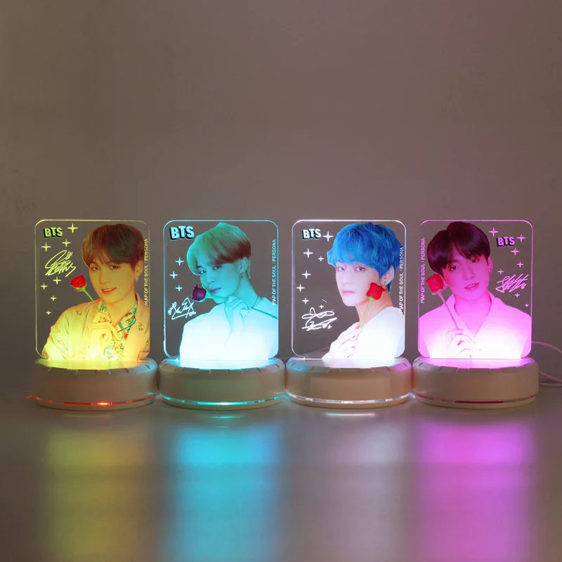 Оптовая торговля Kpop товары Bts настольная светодио дный ночник Bts товар акриловая лампа