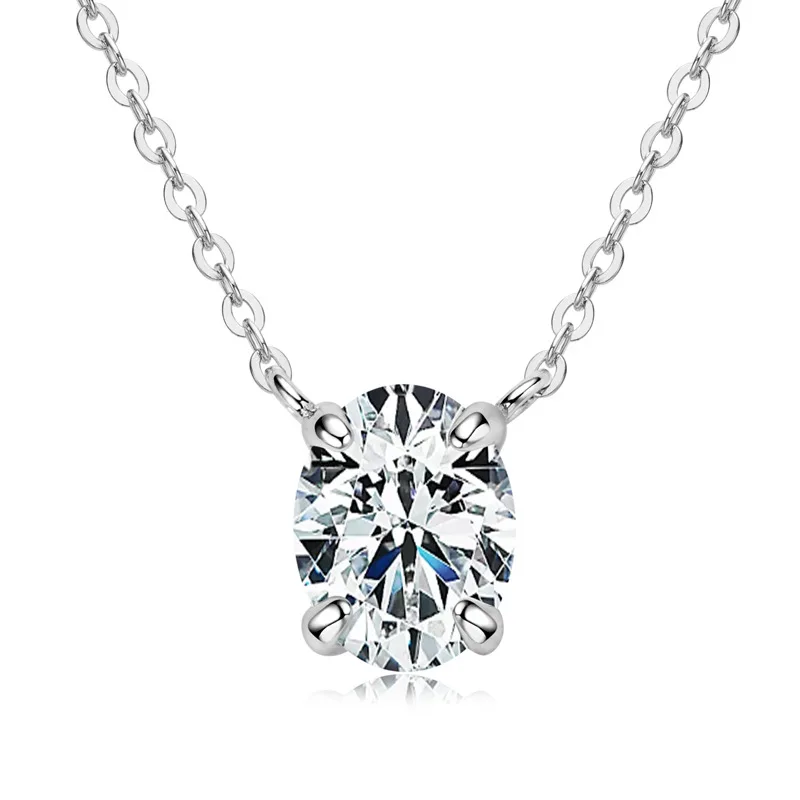 De Chic Pass Diamond Tester Classic D Color White Moissanite Pendant Necklace 925 Sterling Silver Oval Egg Jewelry
