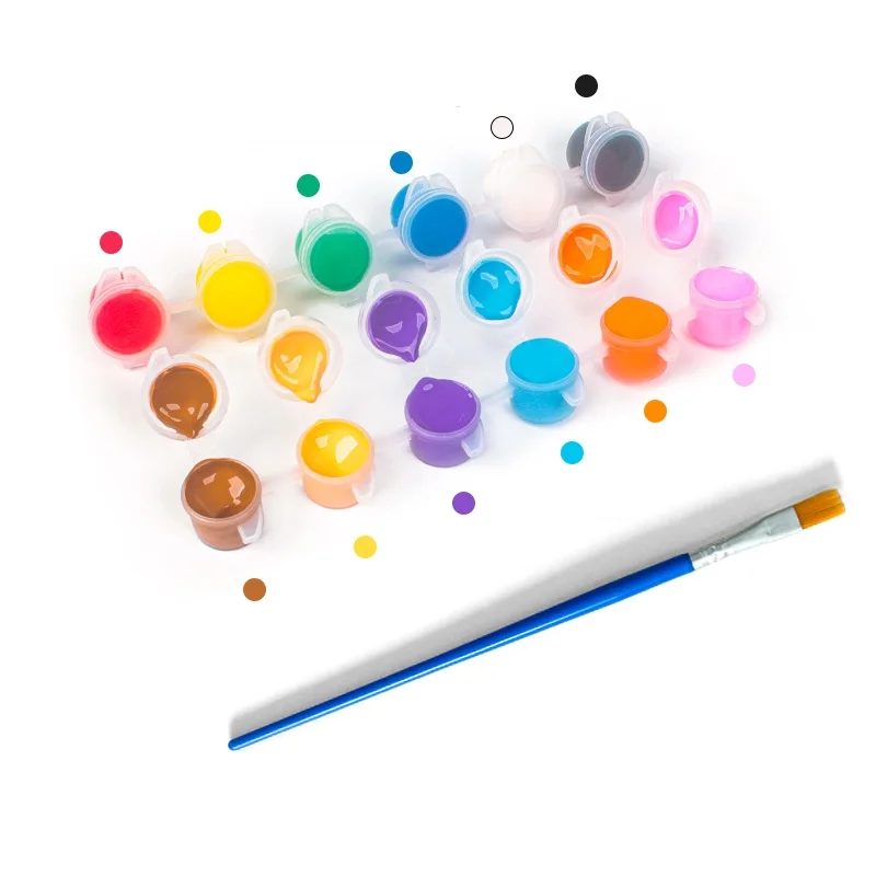 Professional Mini Cheap Oil Paint Pigment Set Strip Plastic Pots Kid Acrylic Paint with Brush
