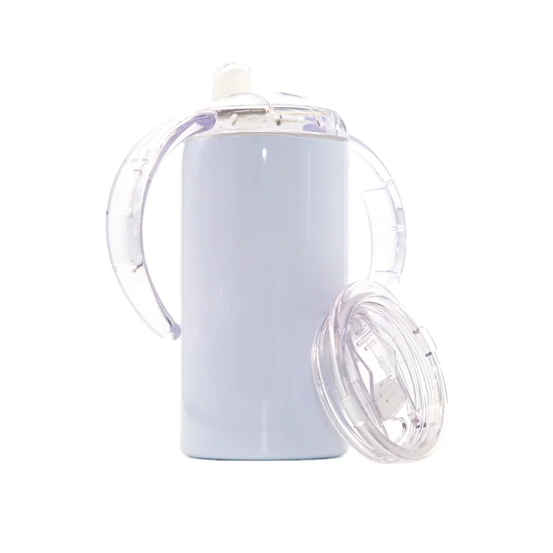 US warehouse 12oz Straight Kids Sippy Cups  Stainless Steel Vacuum  Sublimation Blanks Kids Tumbler BPA Free Double Lids
