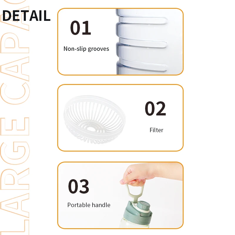 New Carry Insulated Wide Mouth Strap Polypropylene PP Cold Sports Plastic Drinking Bottle Premium 1.5l 1500 ml