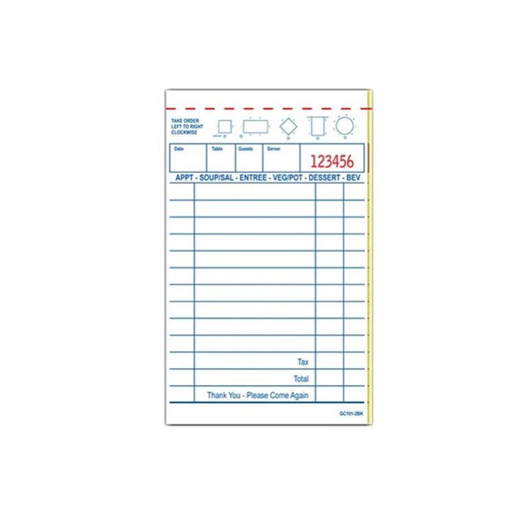 3-ply continuous carbonless printing paper invoice receipt book hotel booking book waiter pad