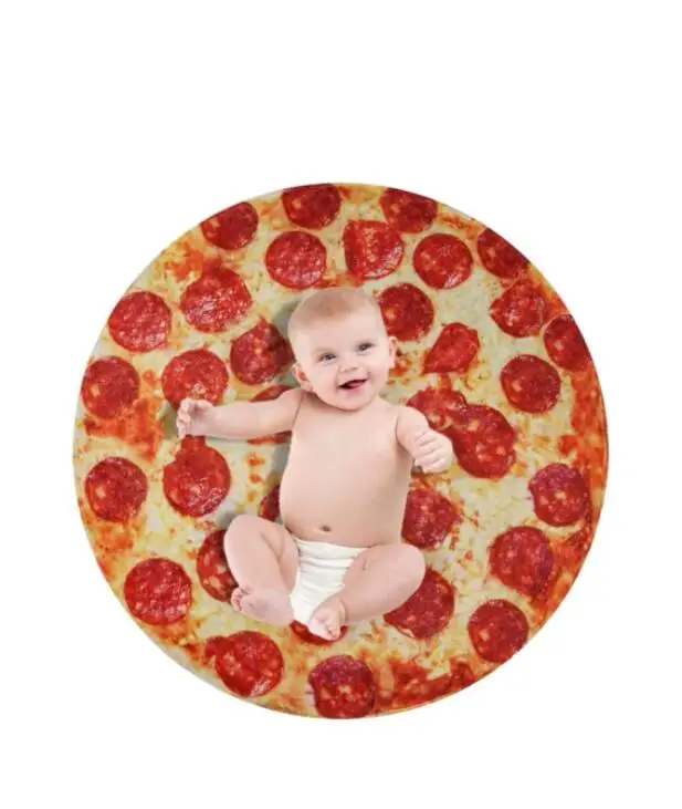 Amazon popular microfiber super soft burrito tortilla round pizza blanket Giant Pizza Throw Blanket