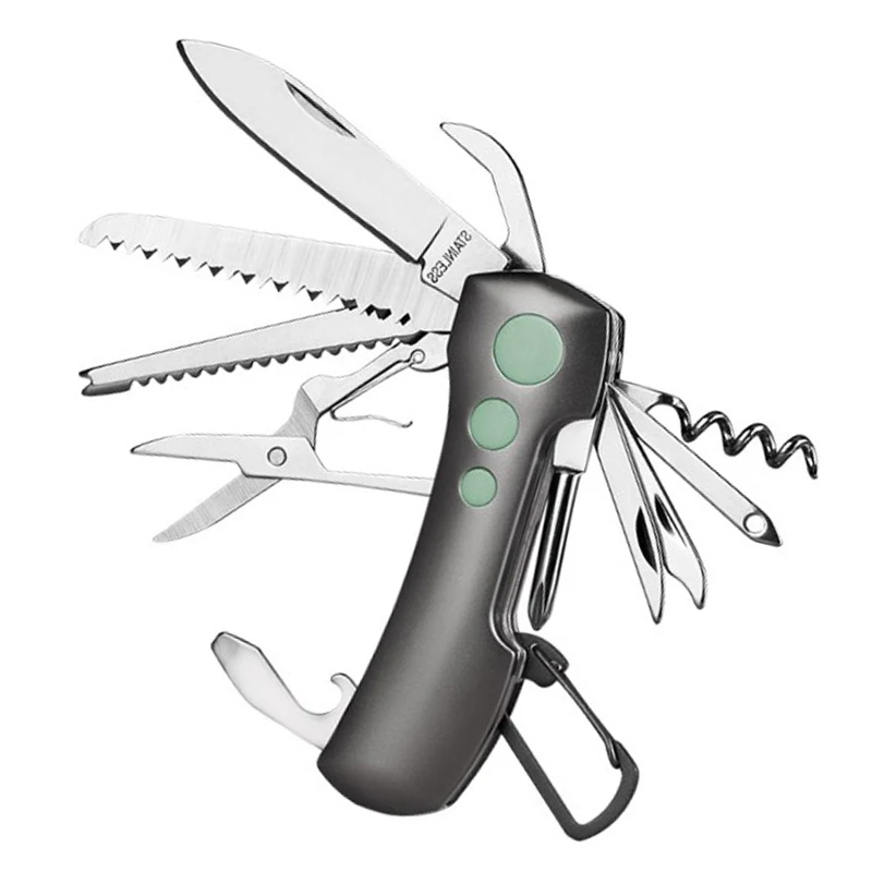 Multi Army Knife with Carabiner Hook 420 Stainsteel Steel multi purpose knife Swiss engraved Pocket Knife