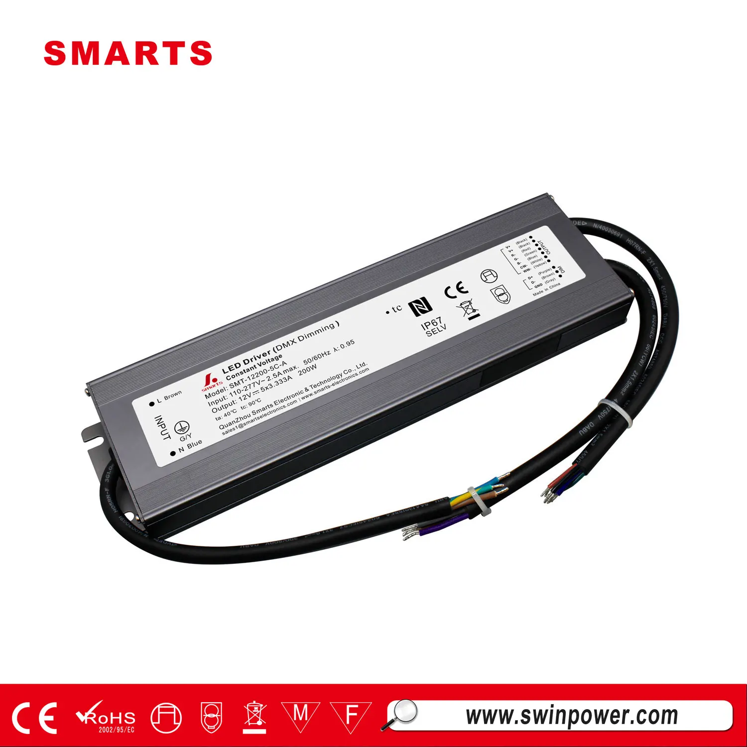 UL listed Smarts constant voltage wireless 12v 200W DMX512 led driver