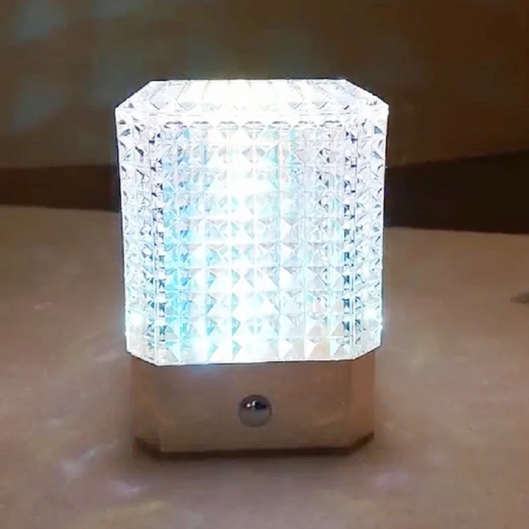 Luxury Modern Rechargeable Night Light Dimmable Decorative Bedroom Cordless 3 Colors LED Crystal Table Lamps