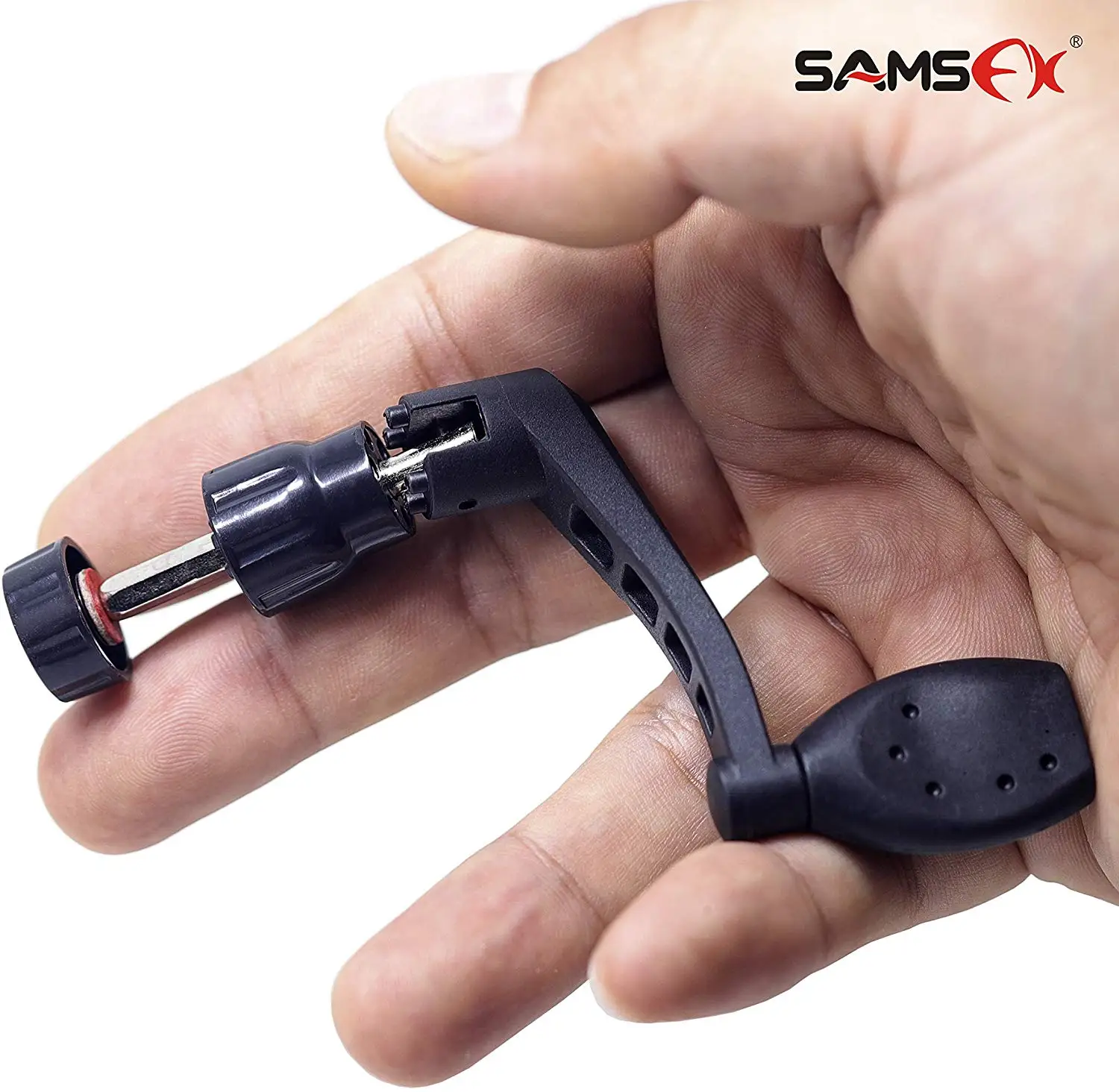 SAMSFX Black Plastic Rotary Knob Power Handle for Fishing Reel Replacement Handle Nonslip Grip 2PCS in Pack