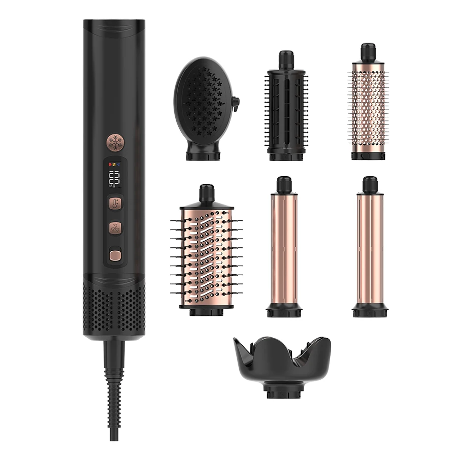 LCD 8 in 1Styler Hair Dryer One Step Hair Dryer Professional 5 in 1  Hair Straightener Curler Multi Styling Tools Hot Air Brush