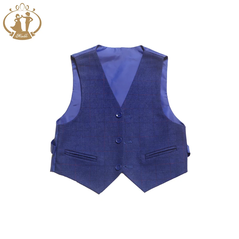2022 NIMBLE Plaid Blue Boutique Toddler Boys Clothing Sets 3 Pieces Baby Kids Formal Tuxedo Blazers Toddlers Formal Dress Suits