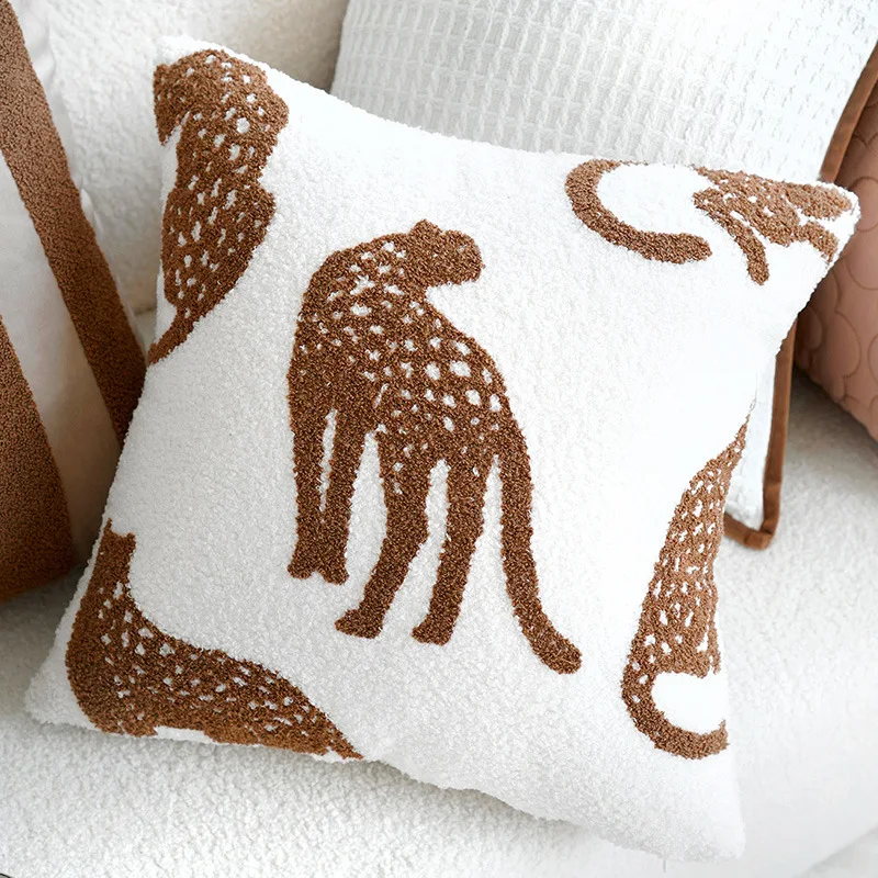Light luxury leopard  embroidery  cushion pillowcase  lumbar pillow  Cushion Covers decorative for home Sofa Couch 18x18 Inches