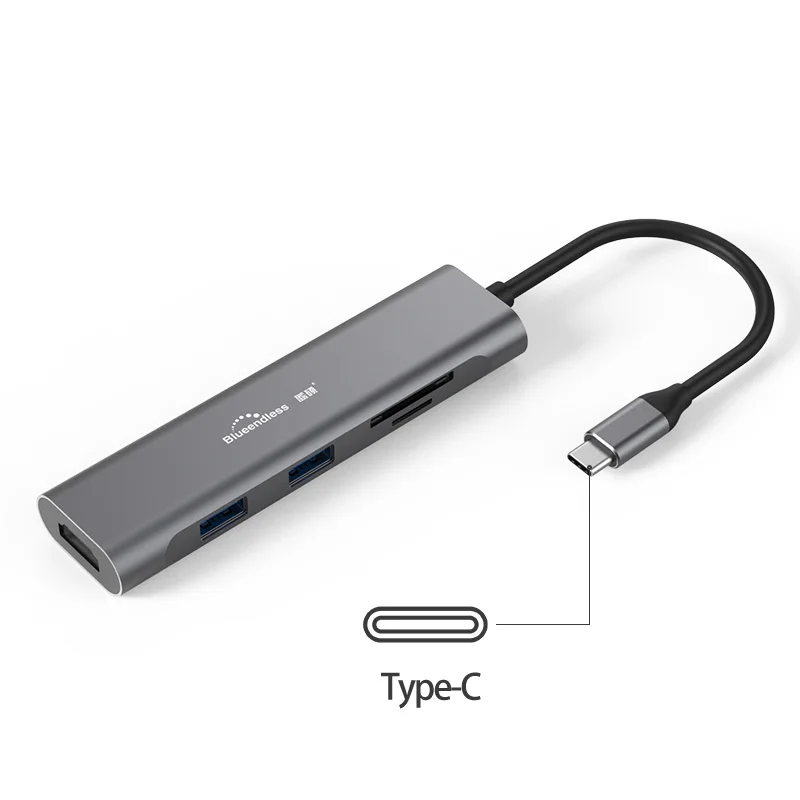 Мини-концентратор 5 в 1 с портом USB и поддержкой Hdtv-карт адаптер для чтения типа C док-станция