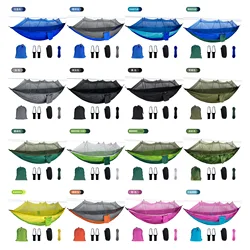 Hot Sale Outdoor Camping Hanging Folding Knit Hammock Backpacking Survival Or Travel Single & Double Hammock Outdoor With Mosqui