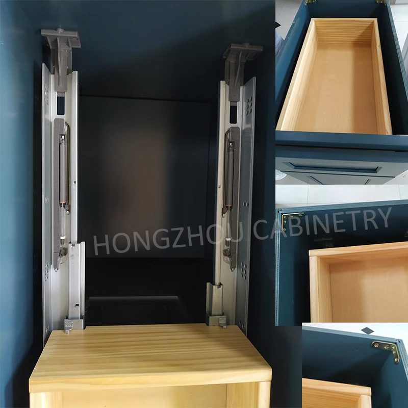 China factory RTA Wholesale Dovetail Drawer Cheap Solid Wood Blue Shaker Kitchen Cabinet