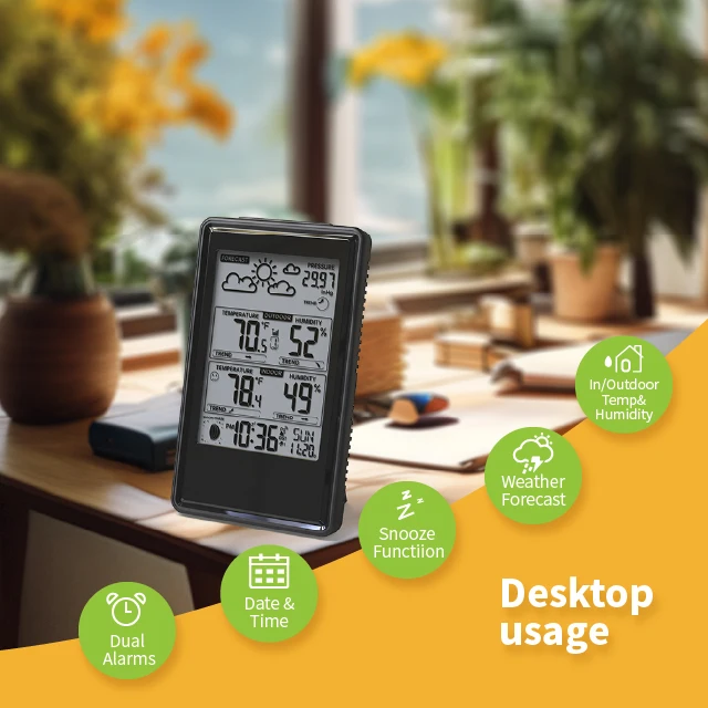 Hot Sale Clock Calculator Analog-digital Clocks For Calendars Weather Forecast Station With In/Outdoor Temperature & Humidity