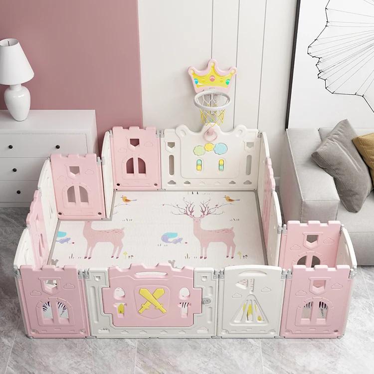 Kids safety game fence baby indoor portable plastic baby playpen slide