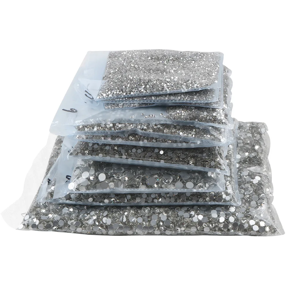 14400PCS Multicolor Hot Selling 4A Quality Flatback Crystal Bulk rhinestones Diamond Silver Base Glass Rhinestone For Garment