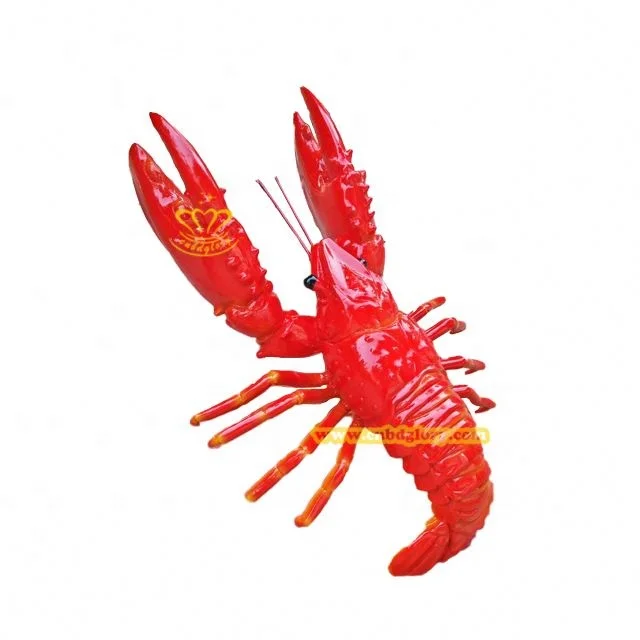 Seafood restaurant Public night scene light Decoration Art design Marine Animal Fiberglass Lobster Sculpture