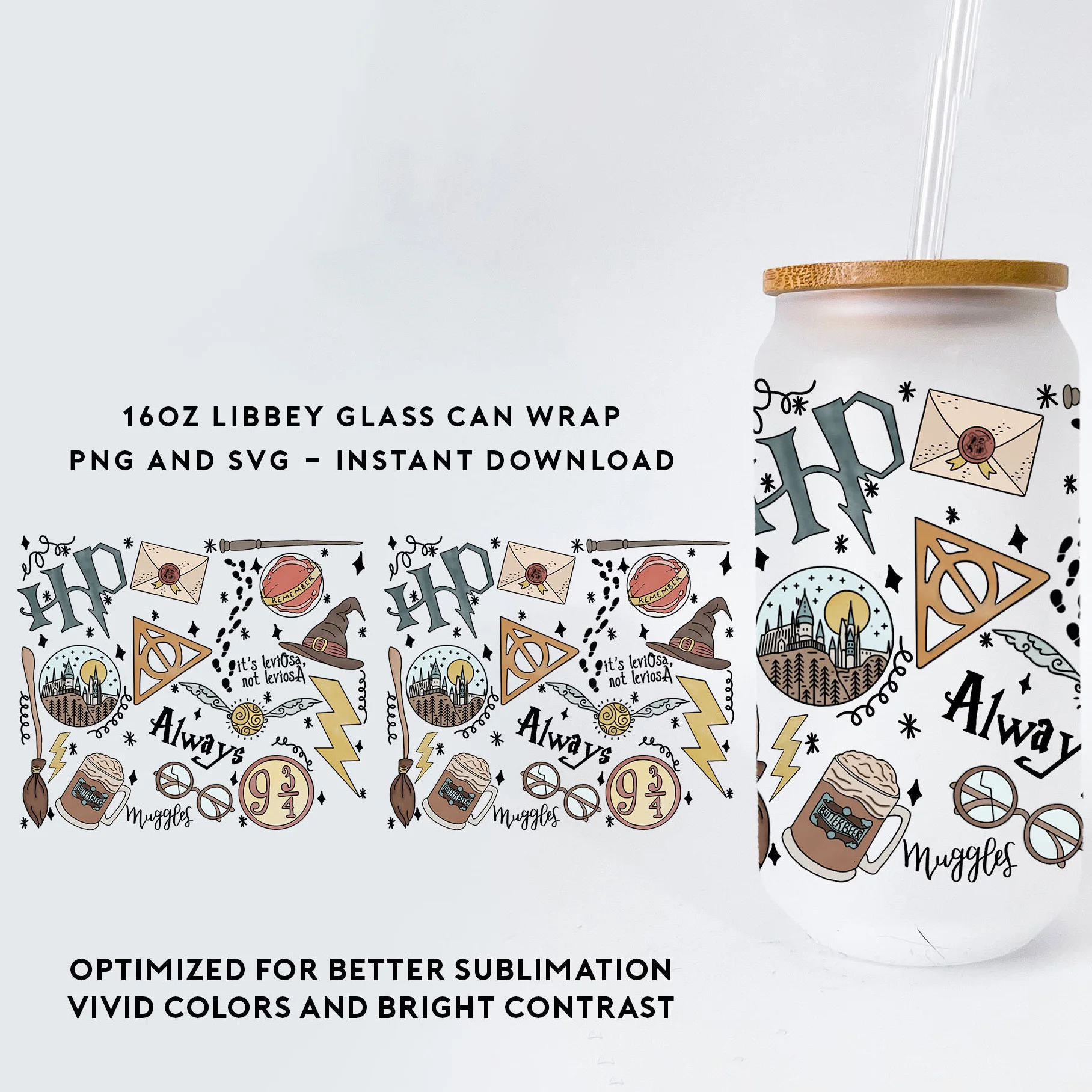 Custom UV DTF Vinyl Cup Wrap Designs Transfer Paper For 16oz 20oz 24oz Libbey Glass Mugs Coffee Cups Tumblers Sticker