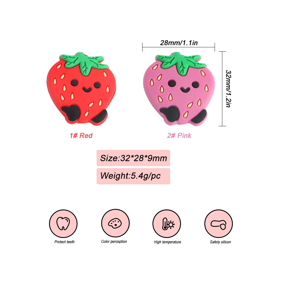 New Design Lovely Neutral Silicon Beads Food Grade Fruit Shape Strawberry Loos Bead