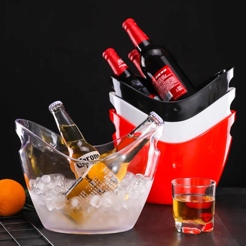 New Design Wholesale Multiple Colors Cooler Customized  Acrylic Beer Plastic Ice Bucket