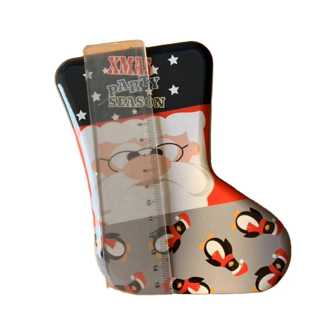 Christmas sock Shaped tin Candy chocolate Gift Boxes for children