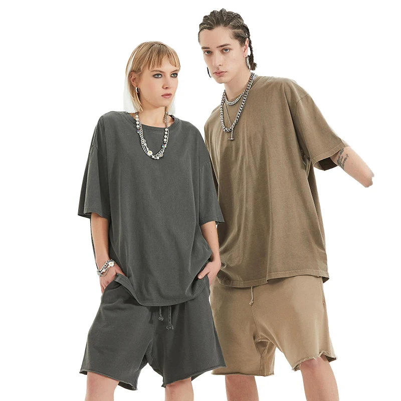 Custom design t shirt clothing 220g plain street simple heavy 100% cotton t shirt unisex