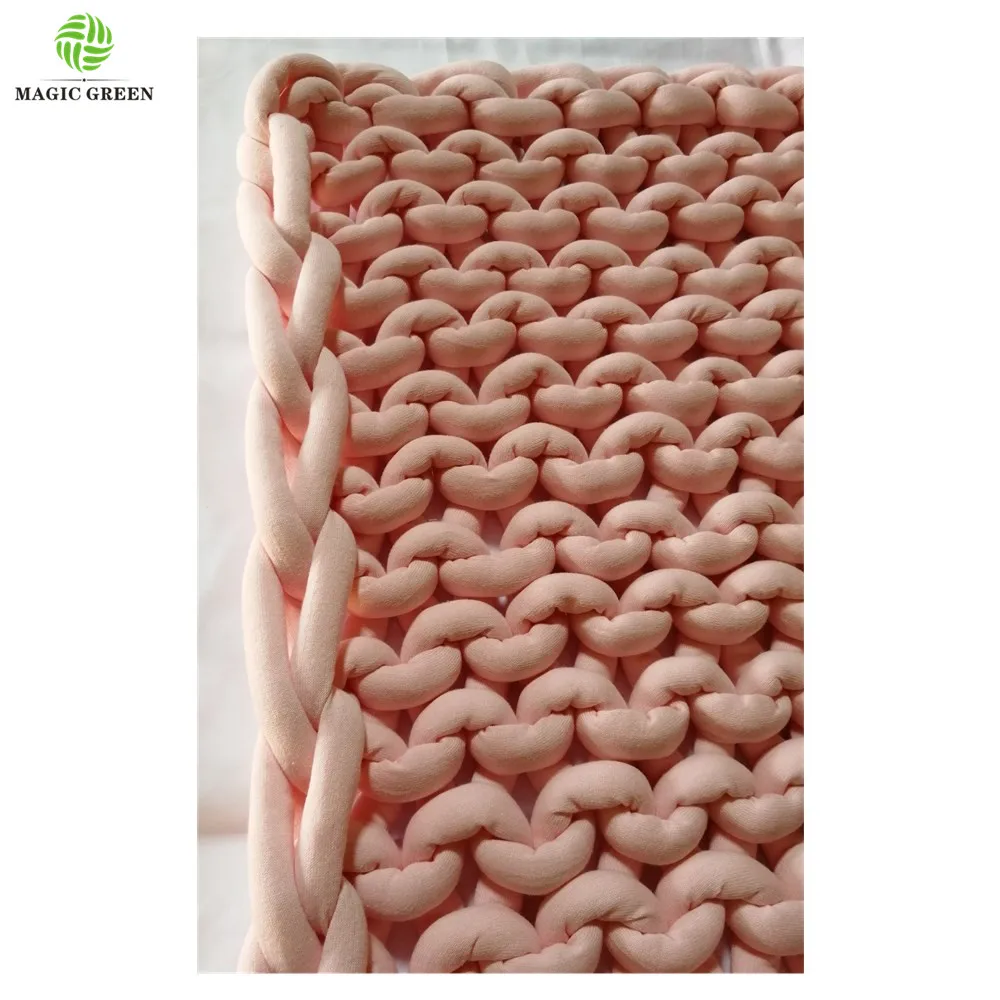stock 100% COTTON SEAMLESS D2-3cm machine washable roving yarn filled tube braid hand knit yarn fabric  thick heavy blanket