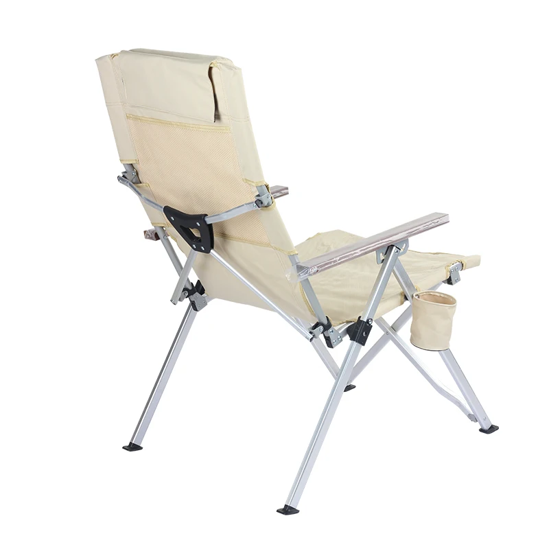 Manufacturer Outdoor Adjustable Portable Ultralight Heavy Duty Aluminum Folding Beach Camping Chair with Pillow