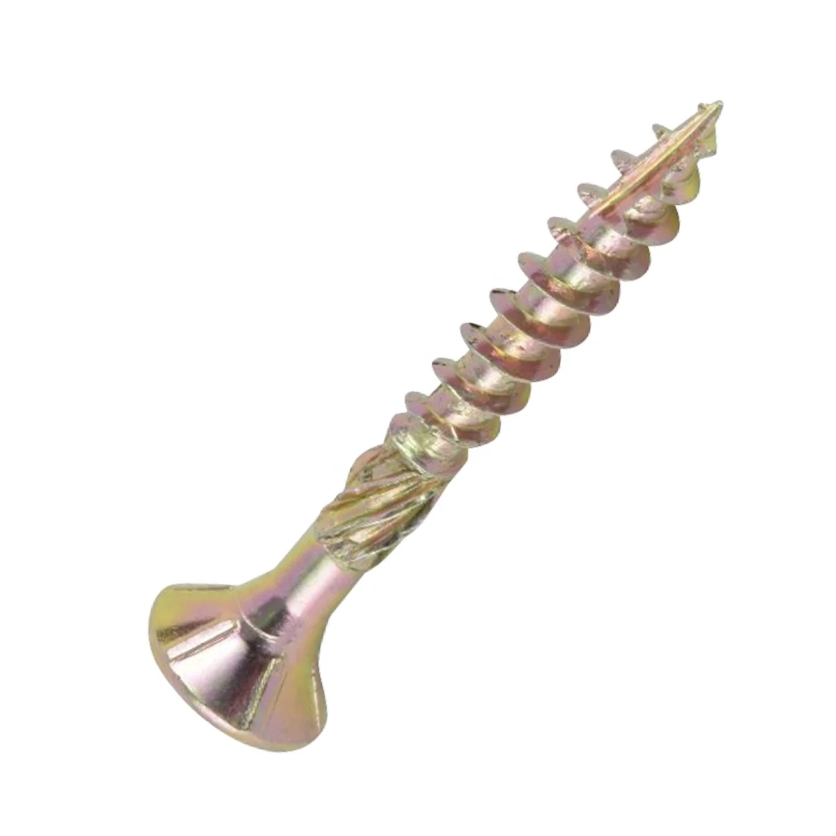 Hot Sale Zinc Plated Silvery Yellow Double Countersunk Torx Round Chipboard Construction Wood Screw With Knur