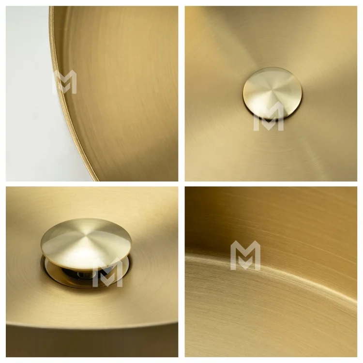 Luxury Floor Standing Stainless Steel Public PVD rose gold round hand wash basin sink with pedestal Hotel bathroom sinks