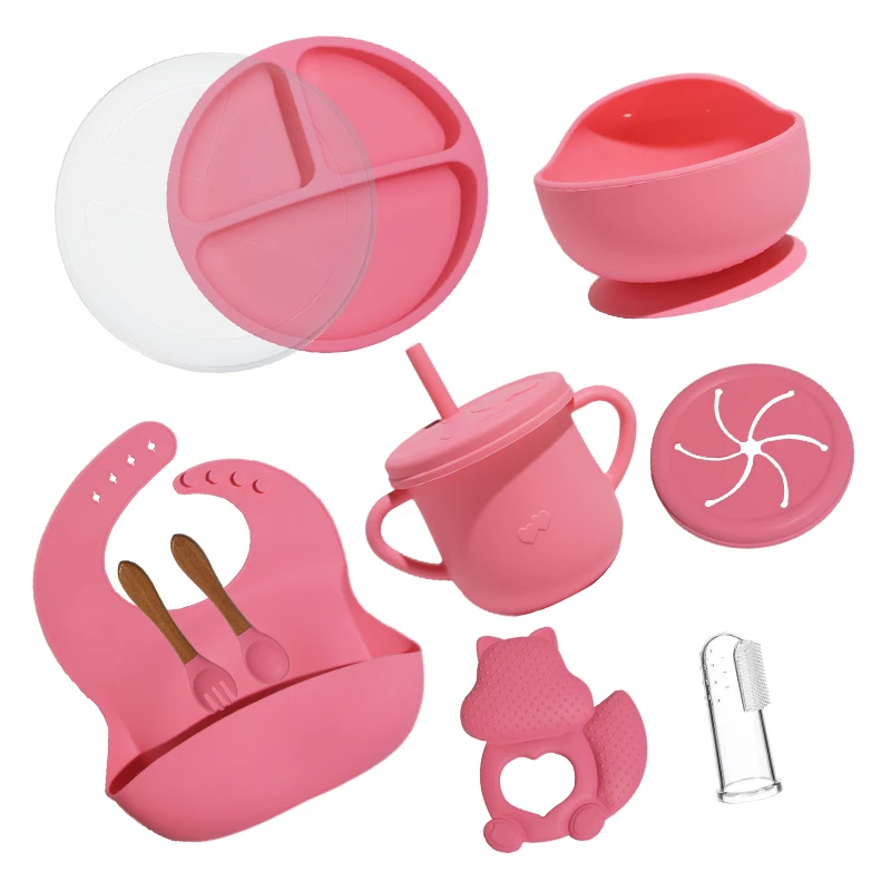 Custom Baby Feeding Bowl Set with Suction Cup Base Food Grade Non-Toxic BPA Free silicone baby bowl for Toddlers